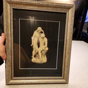 Nudes Adam And Eva Print Art Wall Hanging Framed Glass 17.5x14"